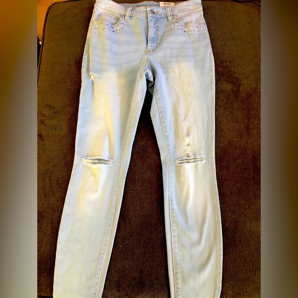 INC International Concept lt Indigo Jeans with metal beads